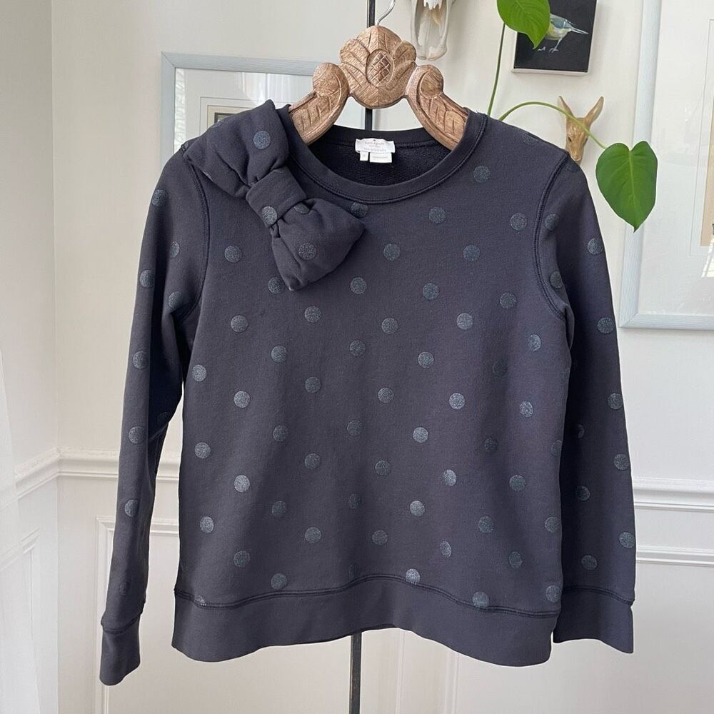 Kate Spade Steal The Spotlight Black Glitter Dot Bow Sweatshirt $178 S